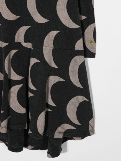 Shop Bobo Choses Crescent Moon-print Long-sleeved Dress In Black