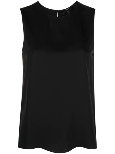 Shop Theory Sleeveless Silk Vest Top In Black