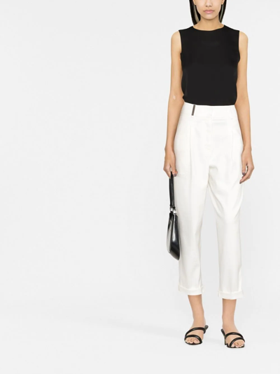 Theory Black Crewneck Top With Ruched Details On The Front In Black