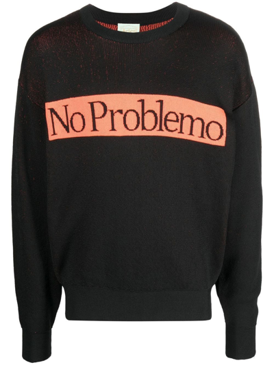Shop Aries No Problemo Intarsia-knit Jumper In Black