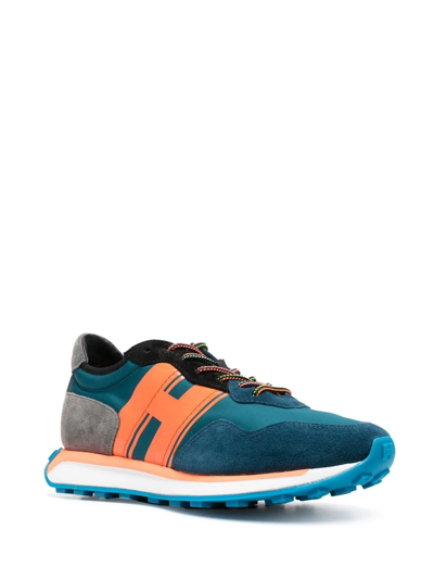 Hogan Sneakers H607 In Camoscio Petrolio In Blue