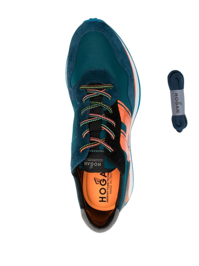 Hogan Sneakers H607 In Camoscio Petrolio In Blue