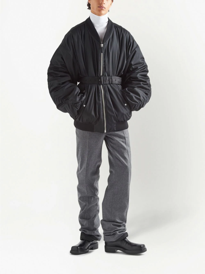 Prada Re-nylon Bomber Jacket In Black