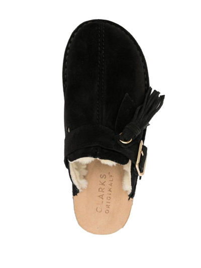 Clarks Originals Trek Leather Mules In Black