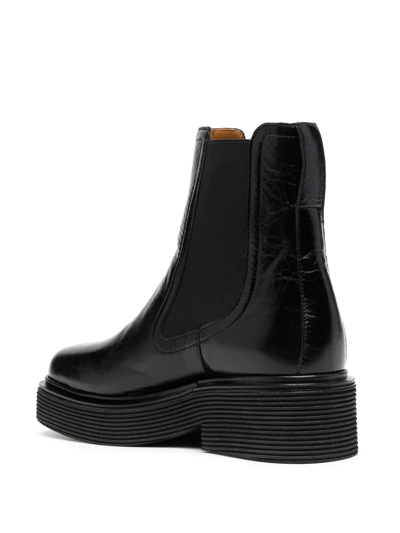 Shop Marni Square-toe Leather Boots In Black