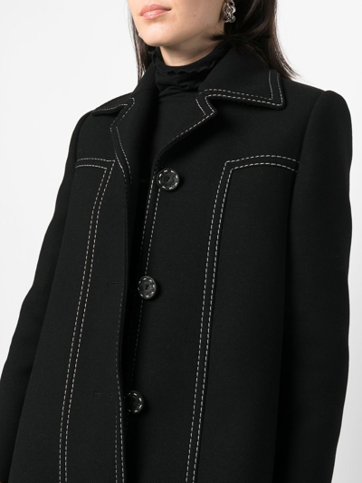 Shop Boutique Moschino Tonal-stitch Single Breasted Coat In Black