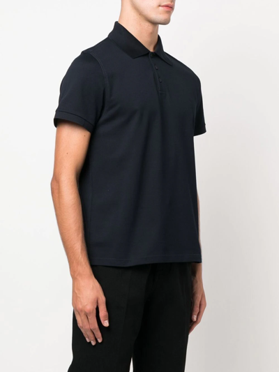 Shop Saint Laurent Short-sleeve Cotton Polo Shirt In Blue