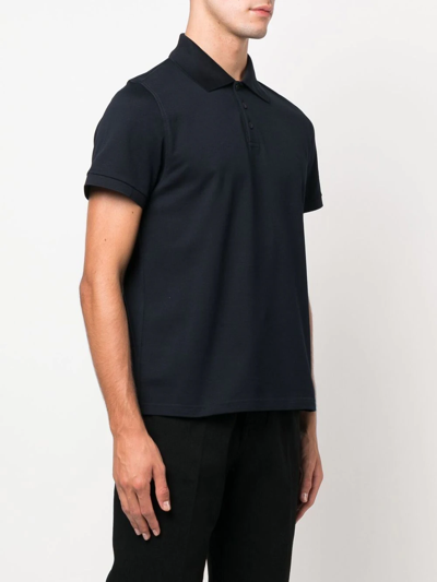 Saint Laurent Men's Piquet Cotton Polo Shirt In Blue