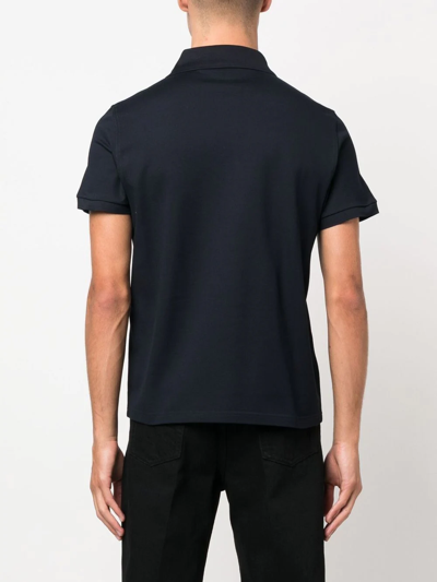 Saint Laurent Men's Piquet Cotton Polo Shirt In Blue