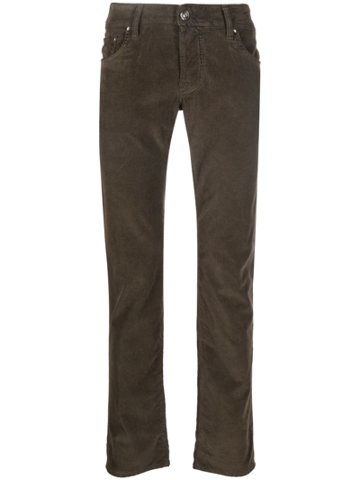 Shop Jacob Cohen Corduroy Straight-leg Trousers In Brown