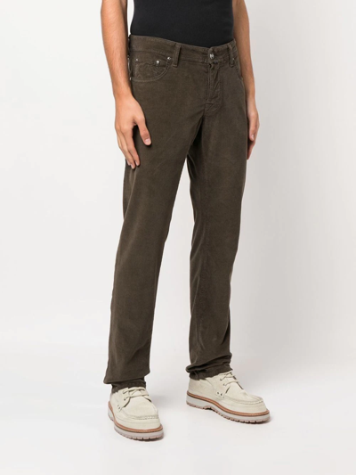 Shop Jacob Cohen Corduroy Straight-leg Trousers In Brown