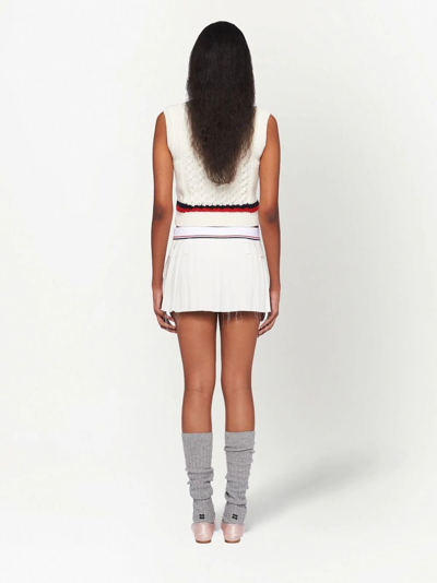 Shop Miu Miu Sablé Pleated Mini Skirt In White