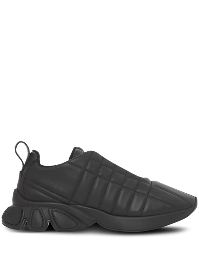 Shop Burberry Quilted Leather Low-top Sneakers In Black