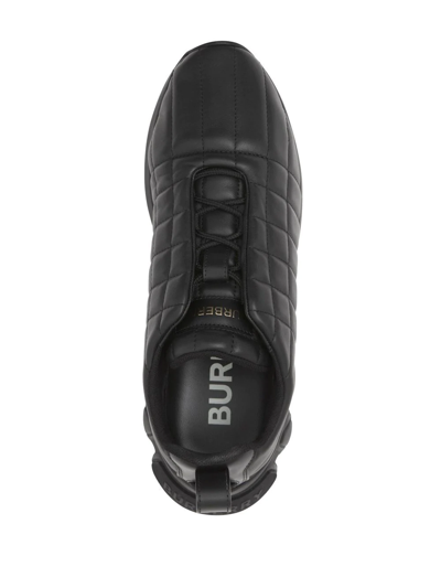 Shop Burberry Quilted Leather Low-top Sneakers In Black