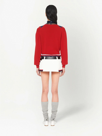 Shop Miu Miu Intarsia Knit Cashmere Jumper In Red