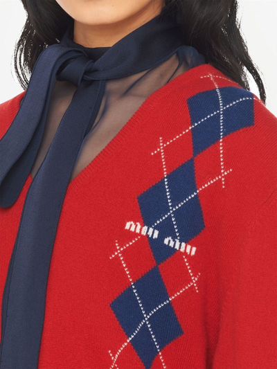 Shop Miu Miu Intarsia Knit Cashmere Jumper In Red