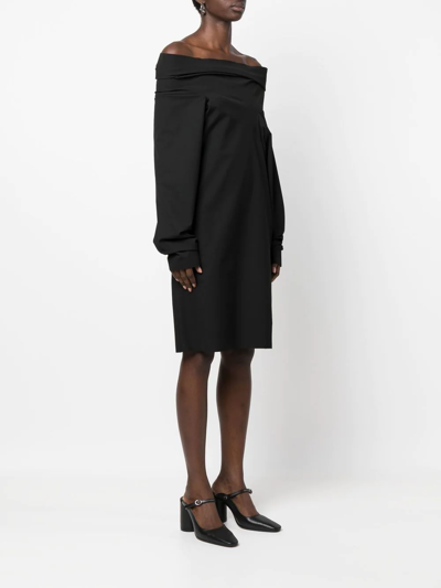 Shop Mm6 Maison Margiela Off-shoulder Minidress In Black
