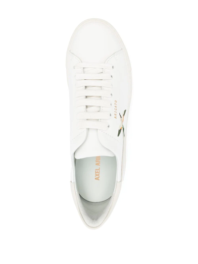 Shop Axel Arigato Clean Embroidered Lace-up Sneakers In White
