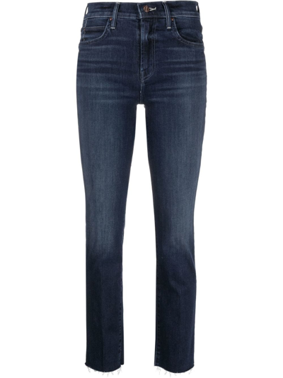 Shop Mother Raw-cut Skinny Jeans In Blue