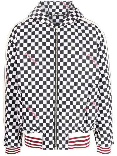 Palm Angels Blackwhite Embroidered Logo Jacket In Black