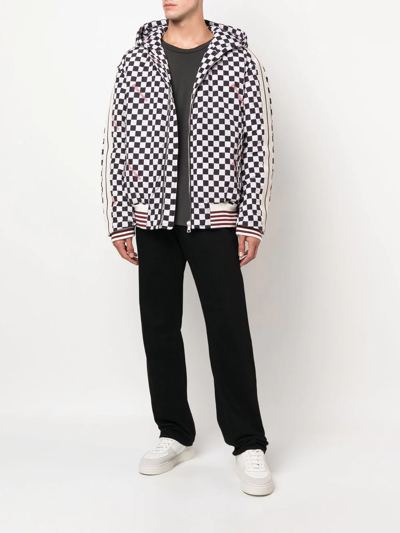 Palm Angels Blackwhite Embroidered Logo Jacket In Black