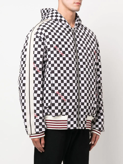 Palm Angels Blackwhite Embroidered Logo Jacket In Black