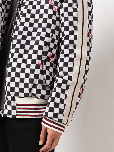 Palm Angels Blackwhite Embroidered Logo Jacket In Black