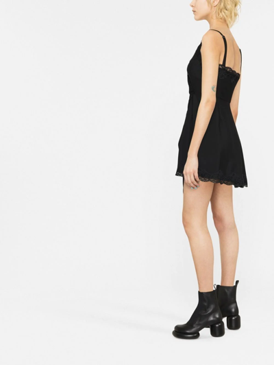 Shop Alexander Mcqueen Lace-trim Asymmetric Mini Dress In Black