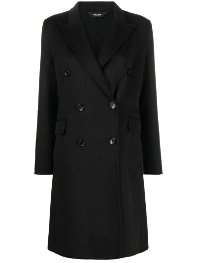 Shop Paltò Annarita Double-breasted Coat In Black