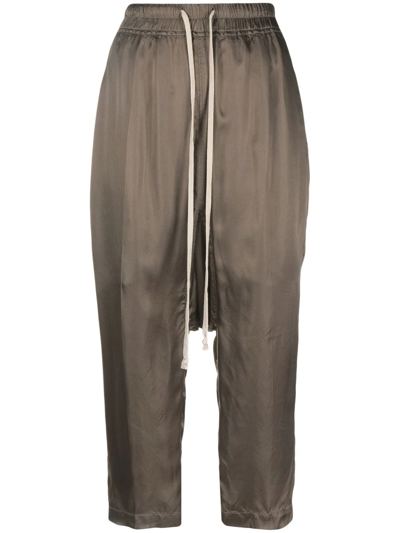 Shop Rick Owens Drop Crotch Cropped Trousers In Brown