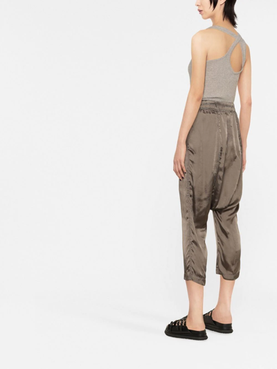 Shop Rick Owens Drop Crotch Cropped Trousers In Brown