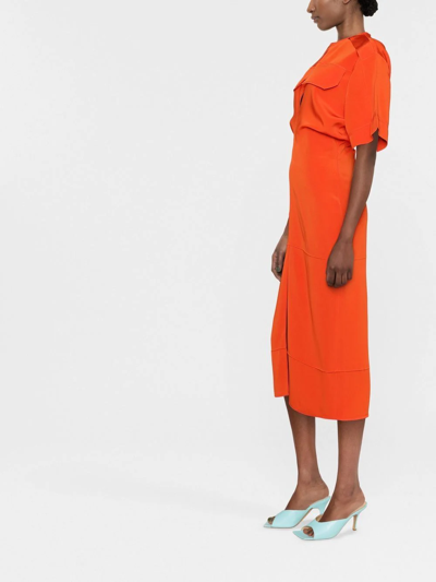 Shop Victoria Beckham Arancione Cut-out Midi Dress In Orange