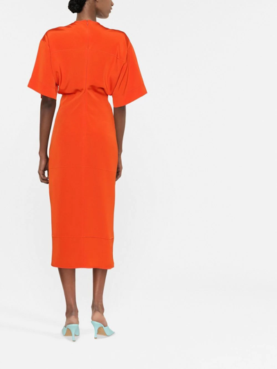 Shop Victoria Beckham Arancione Cut-out Midi Dress In Orange