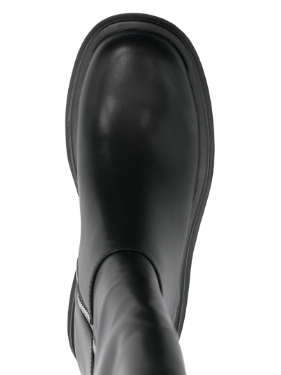 Versace Jeans Couture Baroque-buckle Knee-high Boots In Black