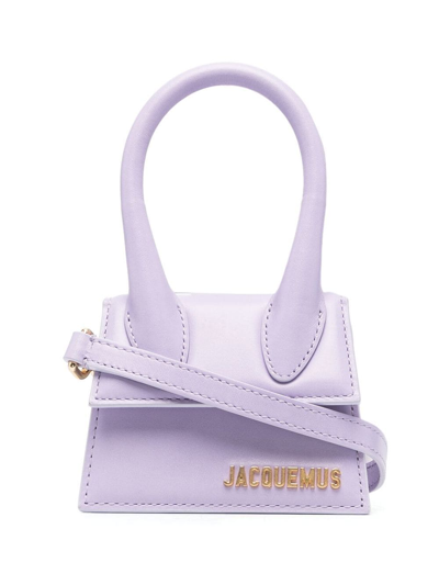 Shop Jacquemus Le Chiquito Leather Tote Bag In Purple