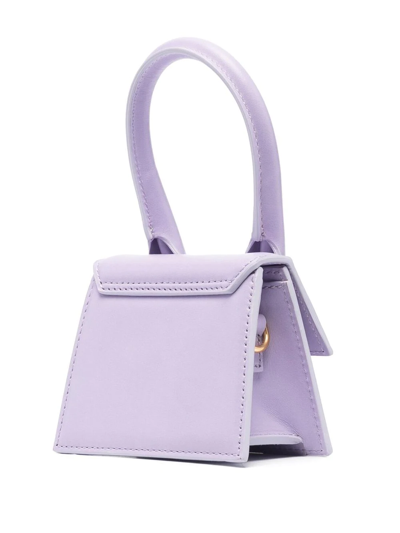 Shop Jacquemus Le Chiquito Leather Tote Bag In Purple