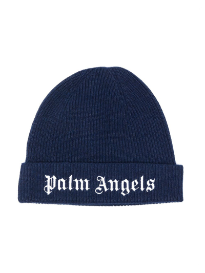 Palm Angels Little Boy's & Boy's Knit Logo Beanie In Blue