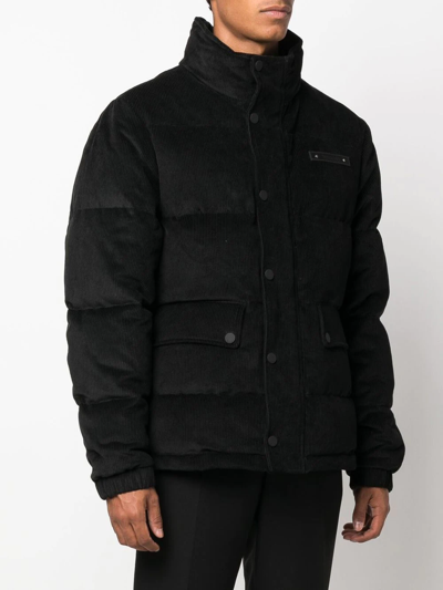 Shop Billionaire Corduroy-detail Down Jacket In Black