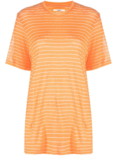 Shop Isabel Marant Étoile Leontine Striped Short-sleeve T-shirt In Orange