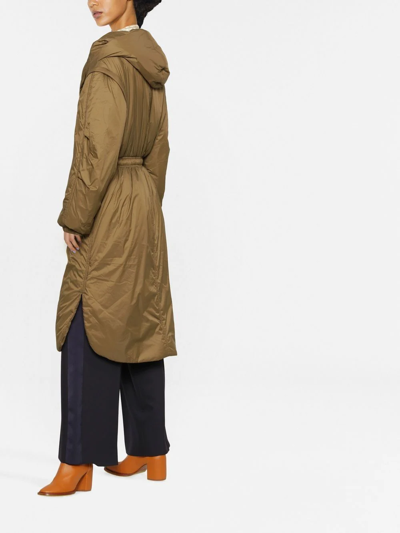 Shop Isabel Marant Padded Hooded Long Coat In Green