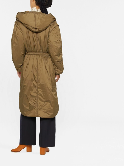 Isabel Marant Padded Hooded Long Coat In Green