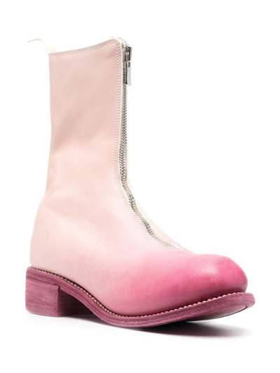 Guidi Leather Zip-up Boots In Pink