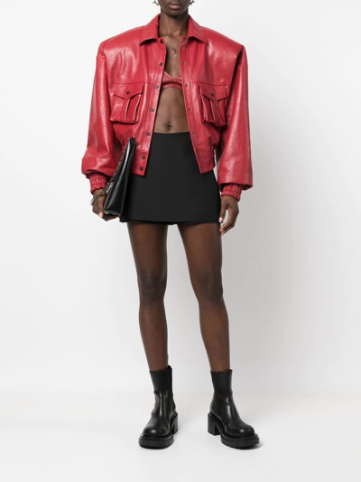Shop The Mannei Sierra Leather Cropped Tank Top In Red