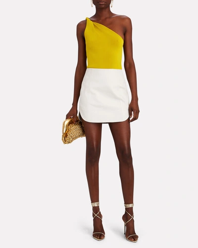 Shop Galvan Persephone Twisted One-shoulder Top In Yellow