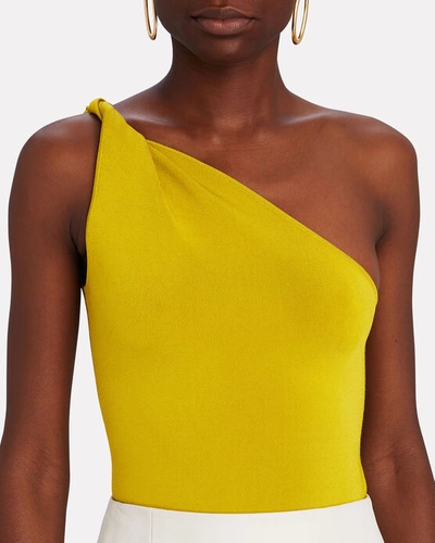 Shop Galvan Persephone Twisted One-shoulder Top In Yellow