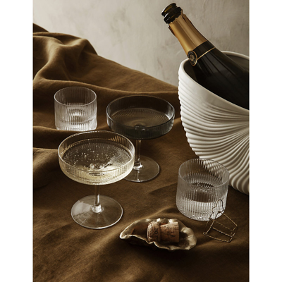 Shop Ferm Living Ripple Straight-sided Glass Champagne Saucers Set Of Two