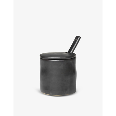 Shop Ferm Living Flow Porcelain Jar With Spoon 8cm