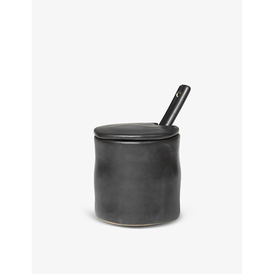 Ferm Living Flow Porcelain Jar With Spoon 8cm