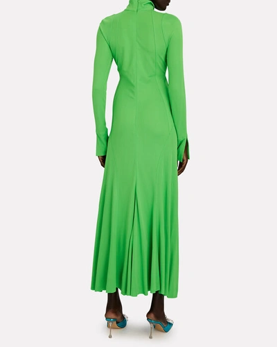 Shop Victoria Beckham Twist-front Cut-out Midi Dress In Green
