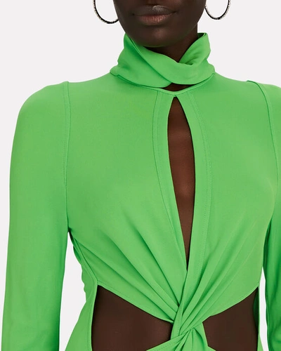 Shop Victoria Beckham Twist-front Cut-out Midi Dress In Green